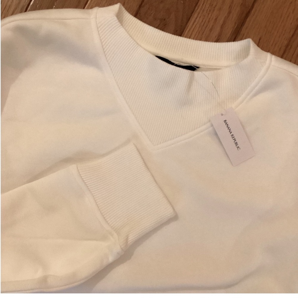 NWT BANANA REPUBLIC FLEECE - DOLMAN DROP SHOULDER W RIB NECK DETAIL MID WEIGHT - Picture 7 of 16